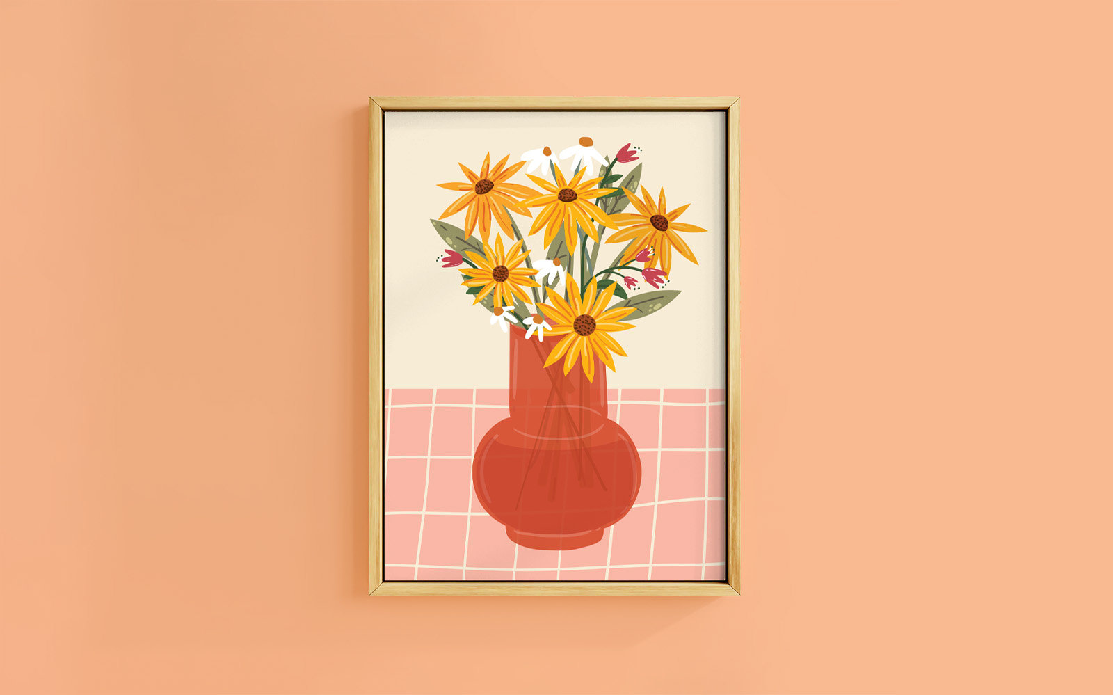 POSTER Autumn Glass Vase Sunflower Bunch Floral Botanical Art Print