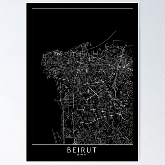 POSTER Beirut Black Map Poster UNFRAMED, 24x36