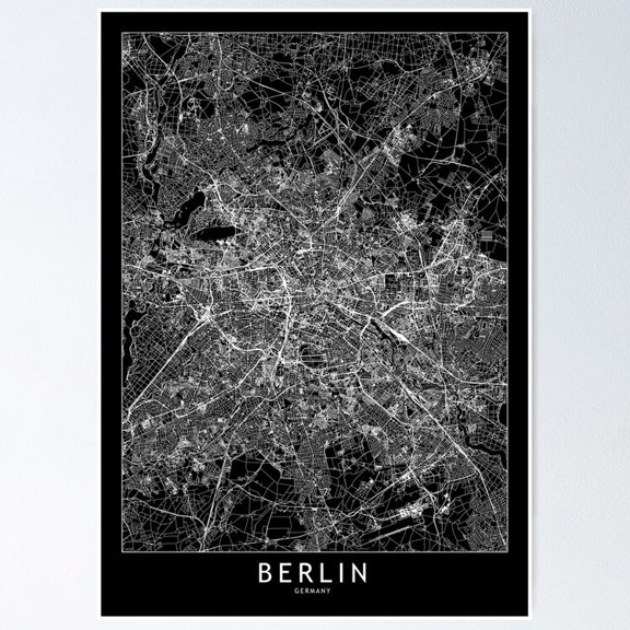 POSTER Berlin Black Map Poster UNFRAMED, 12x18