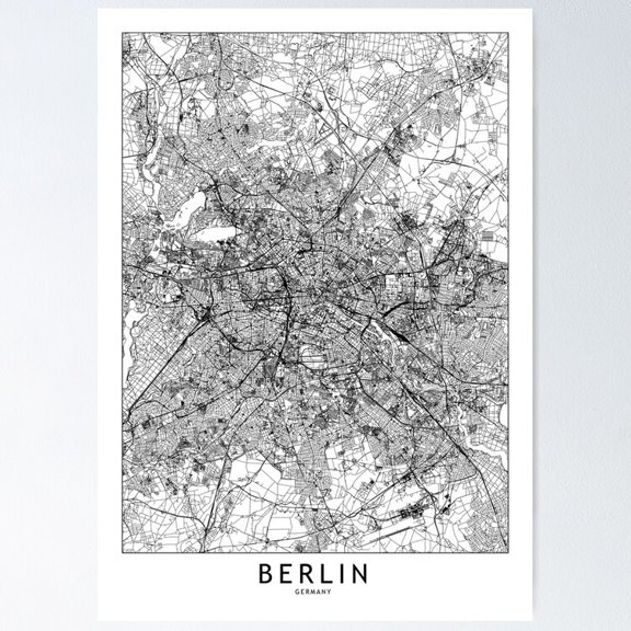 POSTER Berlin White Map Poster UNFRAMED, 24x36