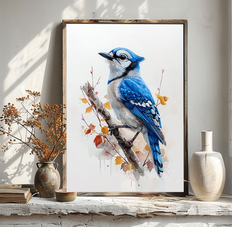 POSTER Blue Jay Bird, Watercolor Painting, Jay Home Decor, Jay Bird ...