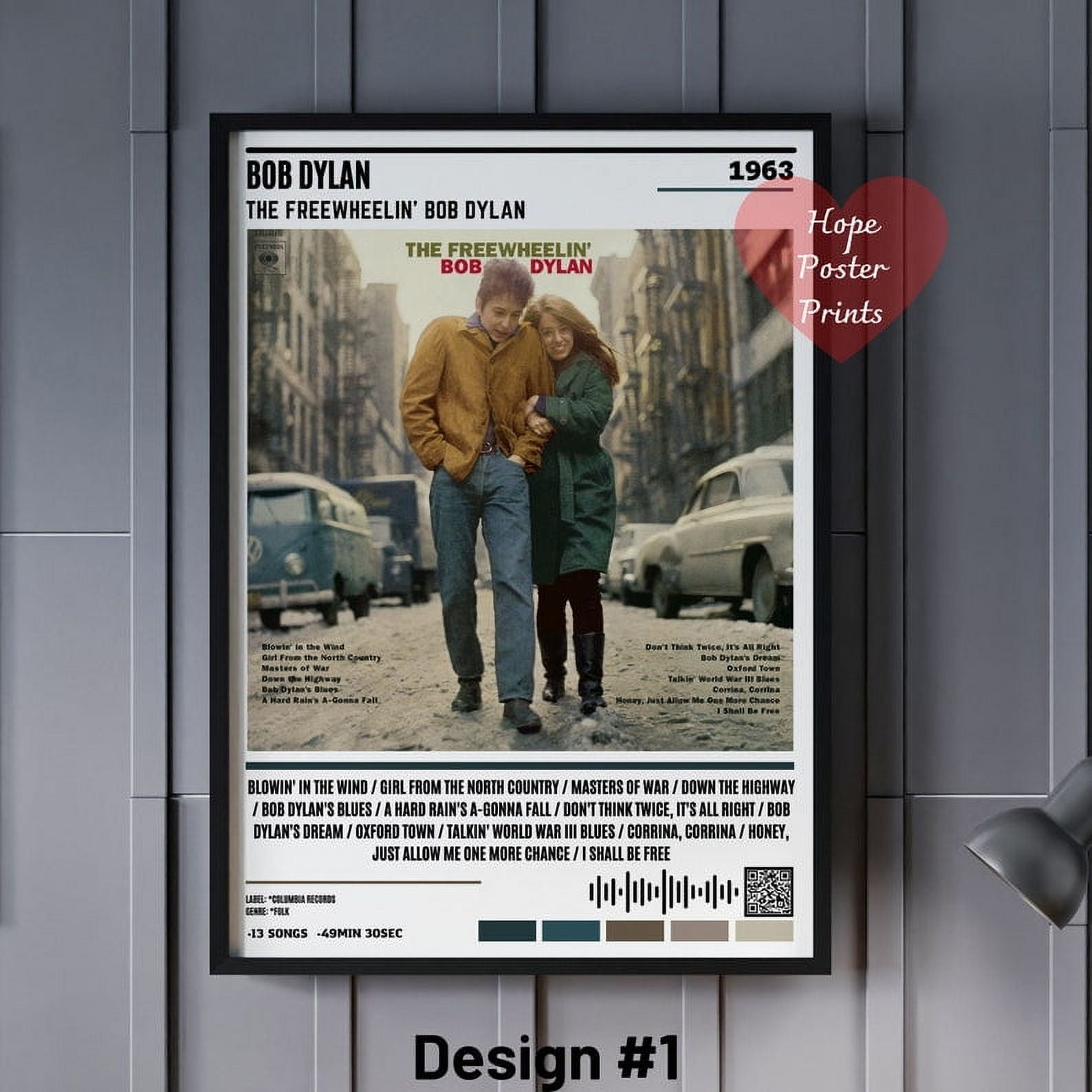 POSTER Bob Dylan Poster, The Freewheelin' Bob Dylan Album Poster, Bob ...