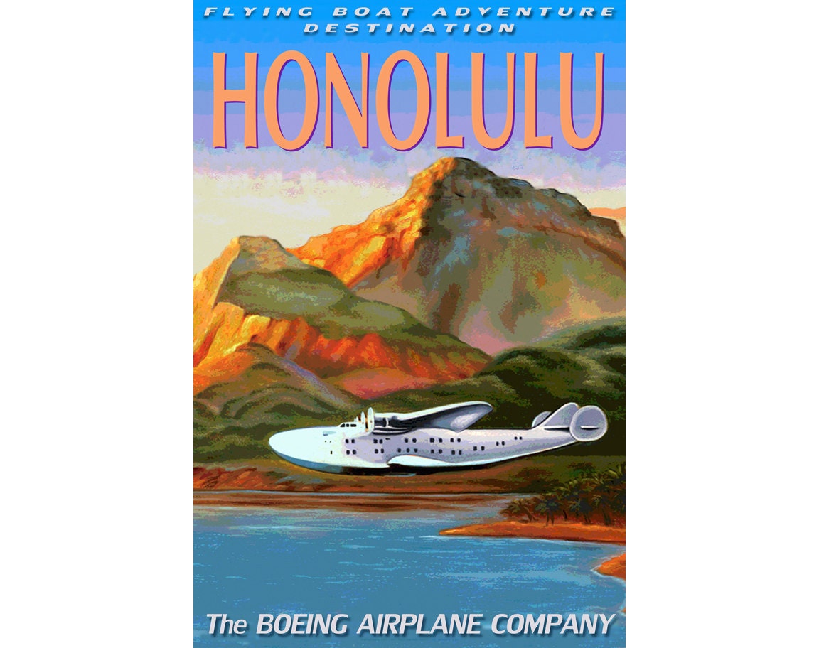 POSTER Boeing 314 FLYING BOAT New Retro Seaplane Travel Poster