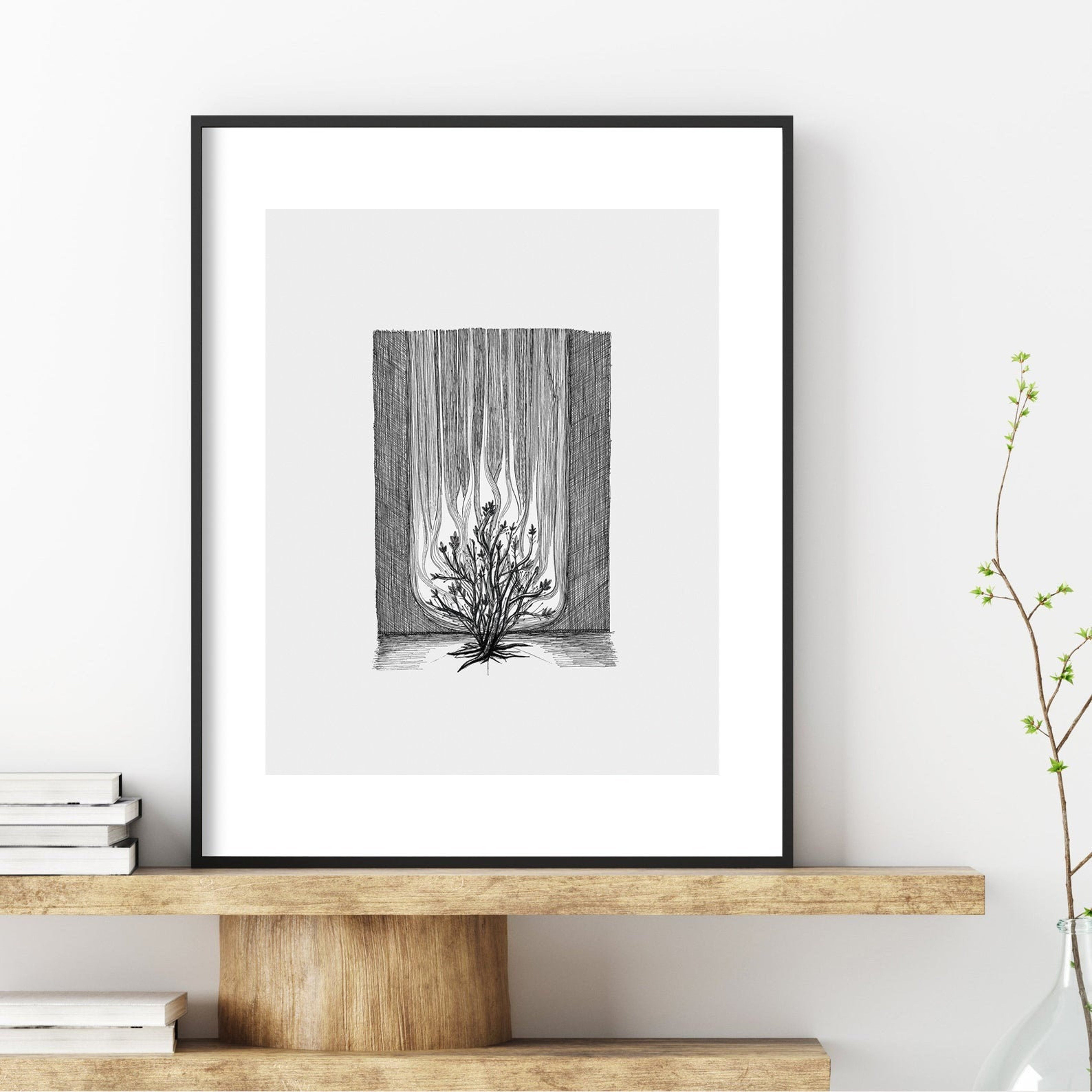 POSTER Burning Bush Moses, PRINT!, Jesus Art, Bible Sketches, Bible Art