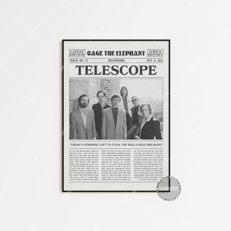 Poster Cage The Elephant Newspaper Print Telescope Poster Telescope