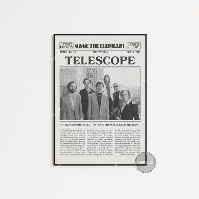 POSTER Cage the Elephant Newspaper Print, Telescope Poster, Telescope