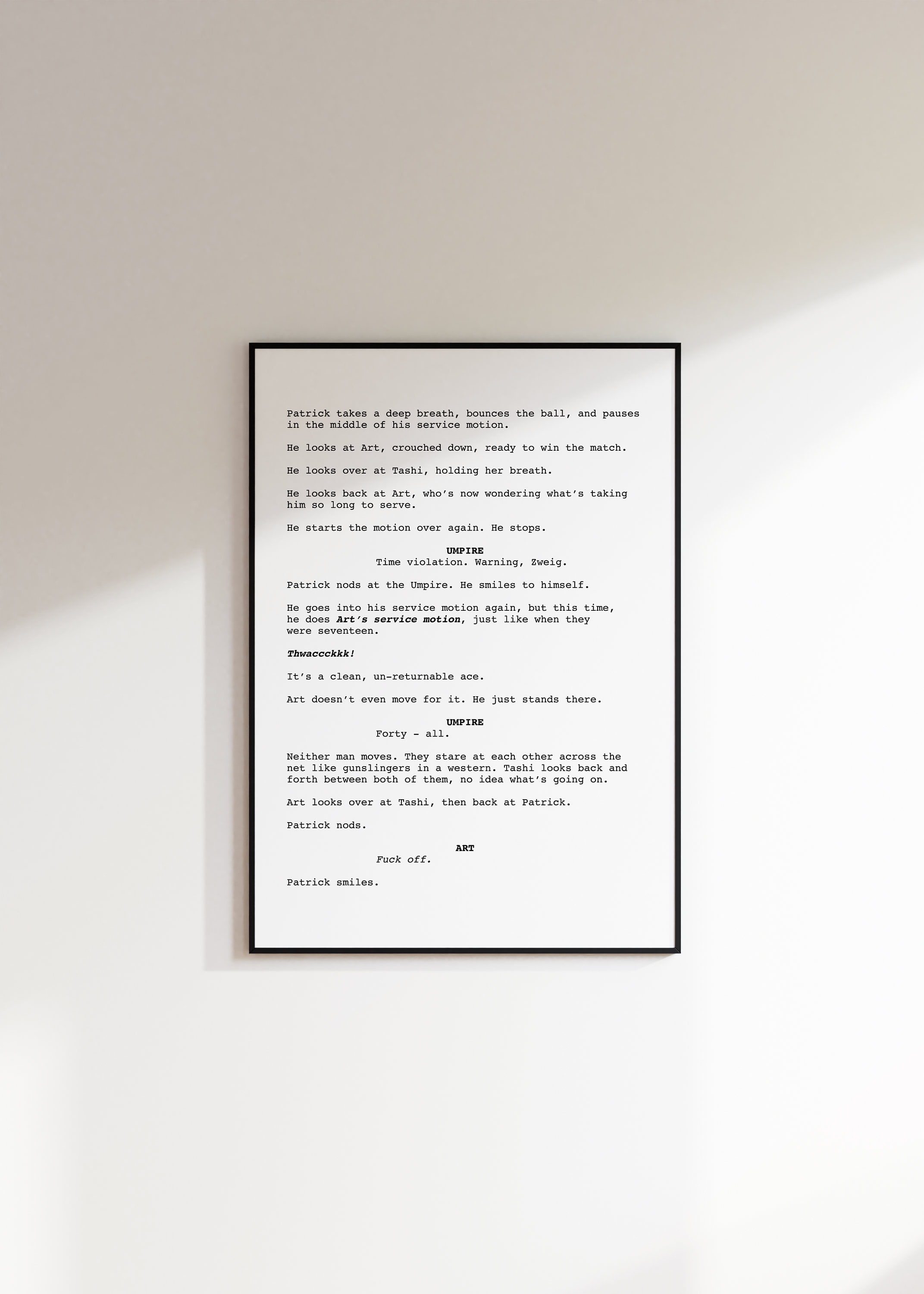 POSTER Challengers Printable Screenplay Poster, Patrick Art & Tashi