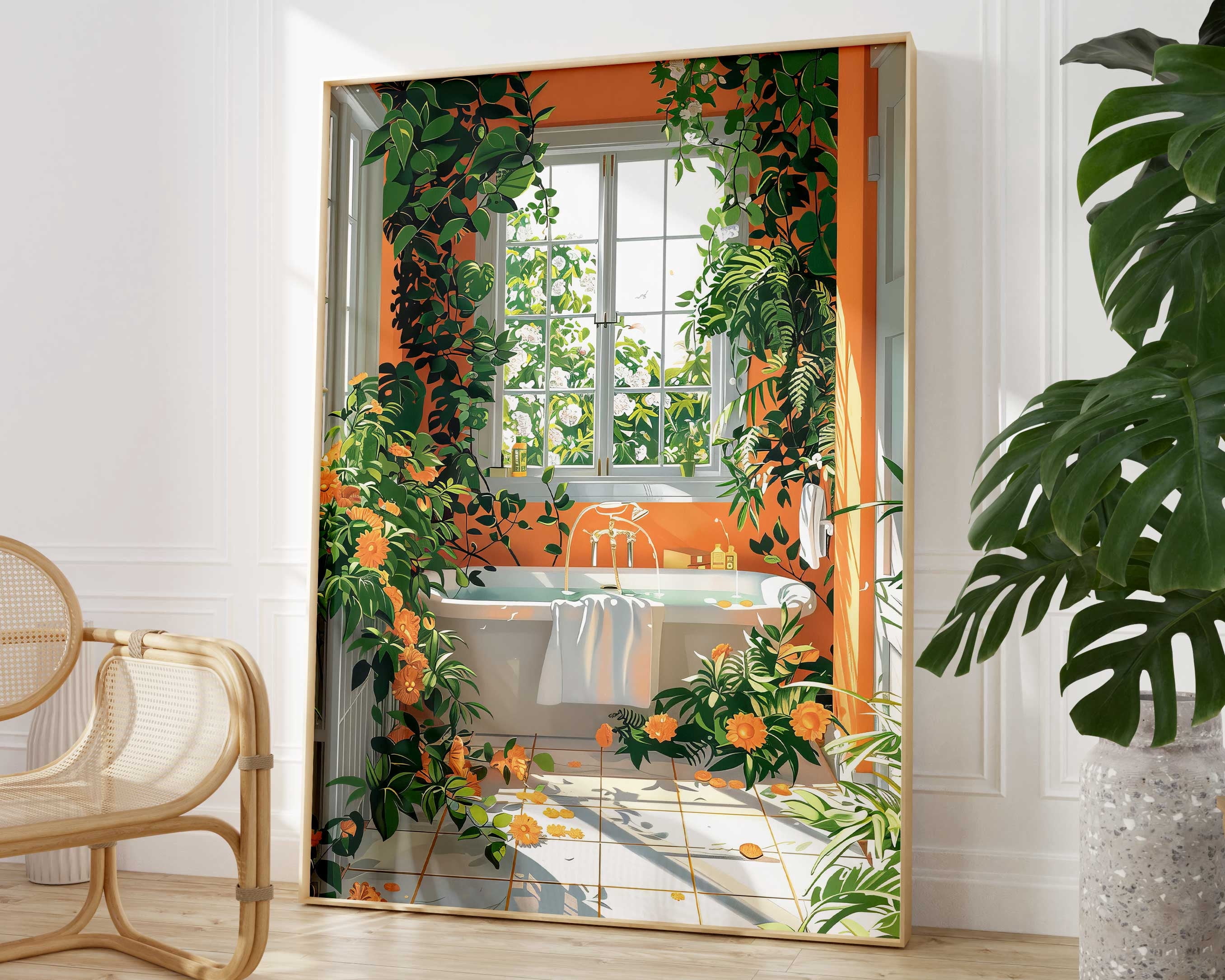 POSTER Colourful Botanical Bathroom Art Print, Painting of Tropical ...