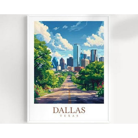 POSTER Dallas Travel Print Wall Art Texas Wall Hanging Home Decor USA Gift Art Lovers United States Art Lover Gift United States Print USA Wall Art UNFRAMED, 12x18