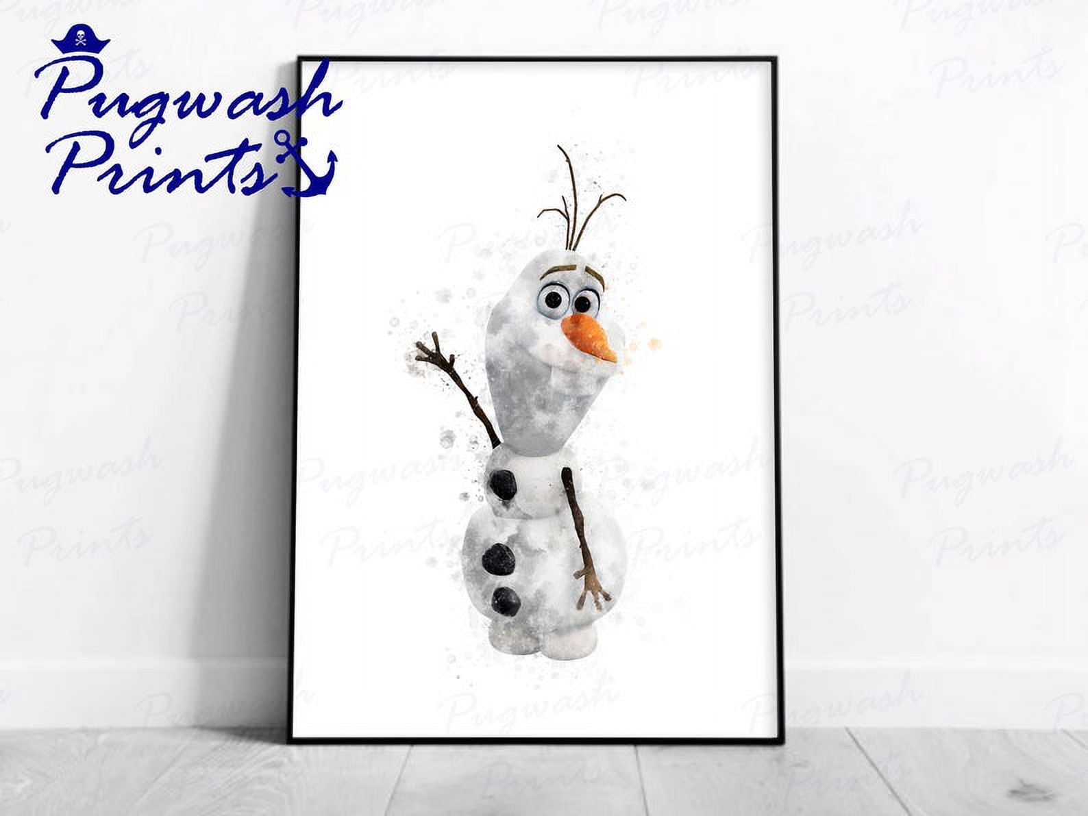 POSTER Disney Frozen 'OLAF' Character Print Watercolour Splash Art, Character Print Poster, kids ...