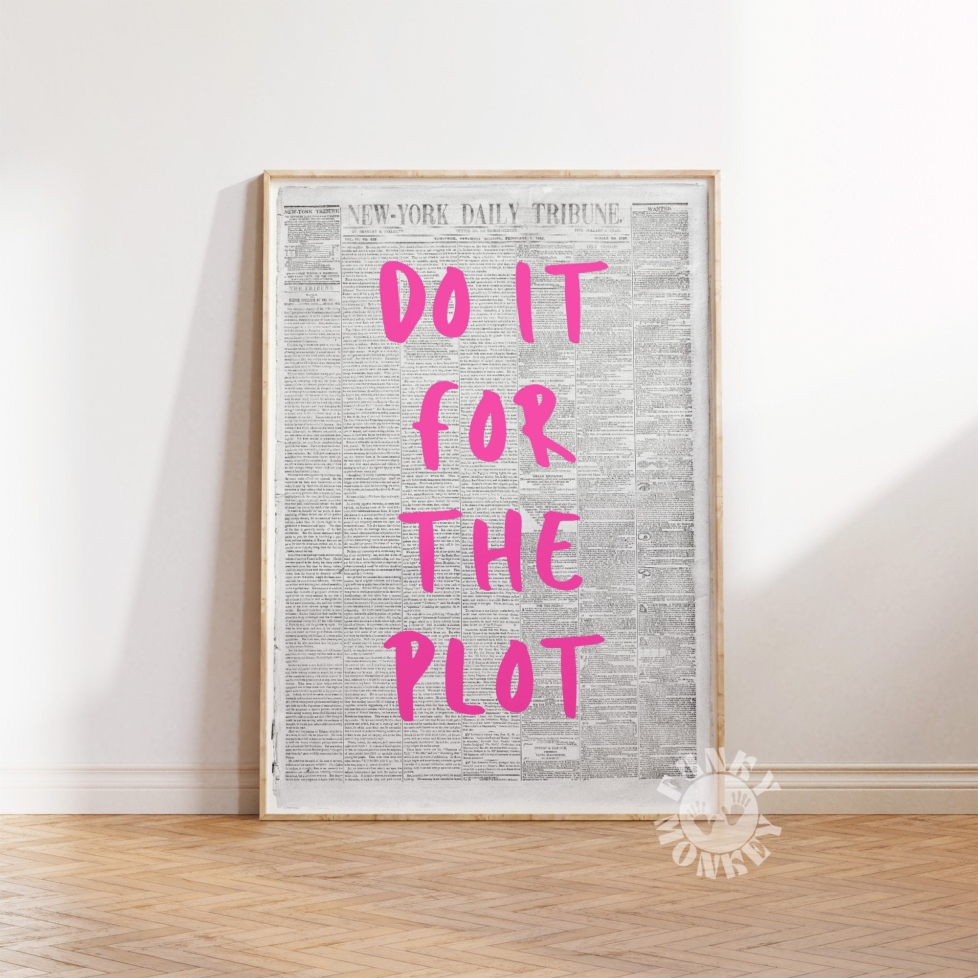 POSTER Do It For The Plot Pink Trendy Wall Art, Retro Newspaper Print, Apartment Aesthetic ...