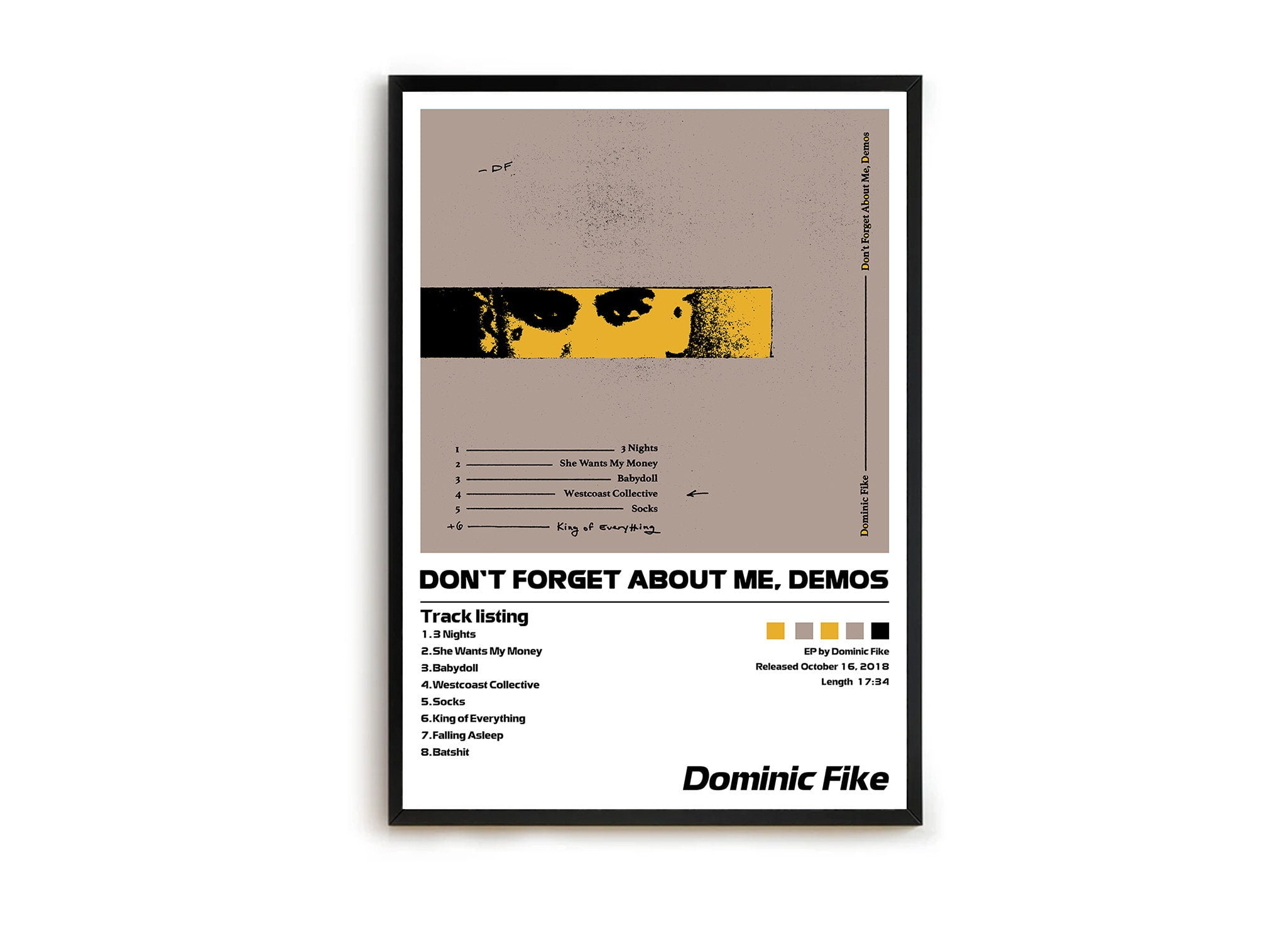 POSTER Dominic Fike - Don't Forget About Me, Demos | Minimalist Album