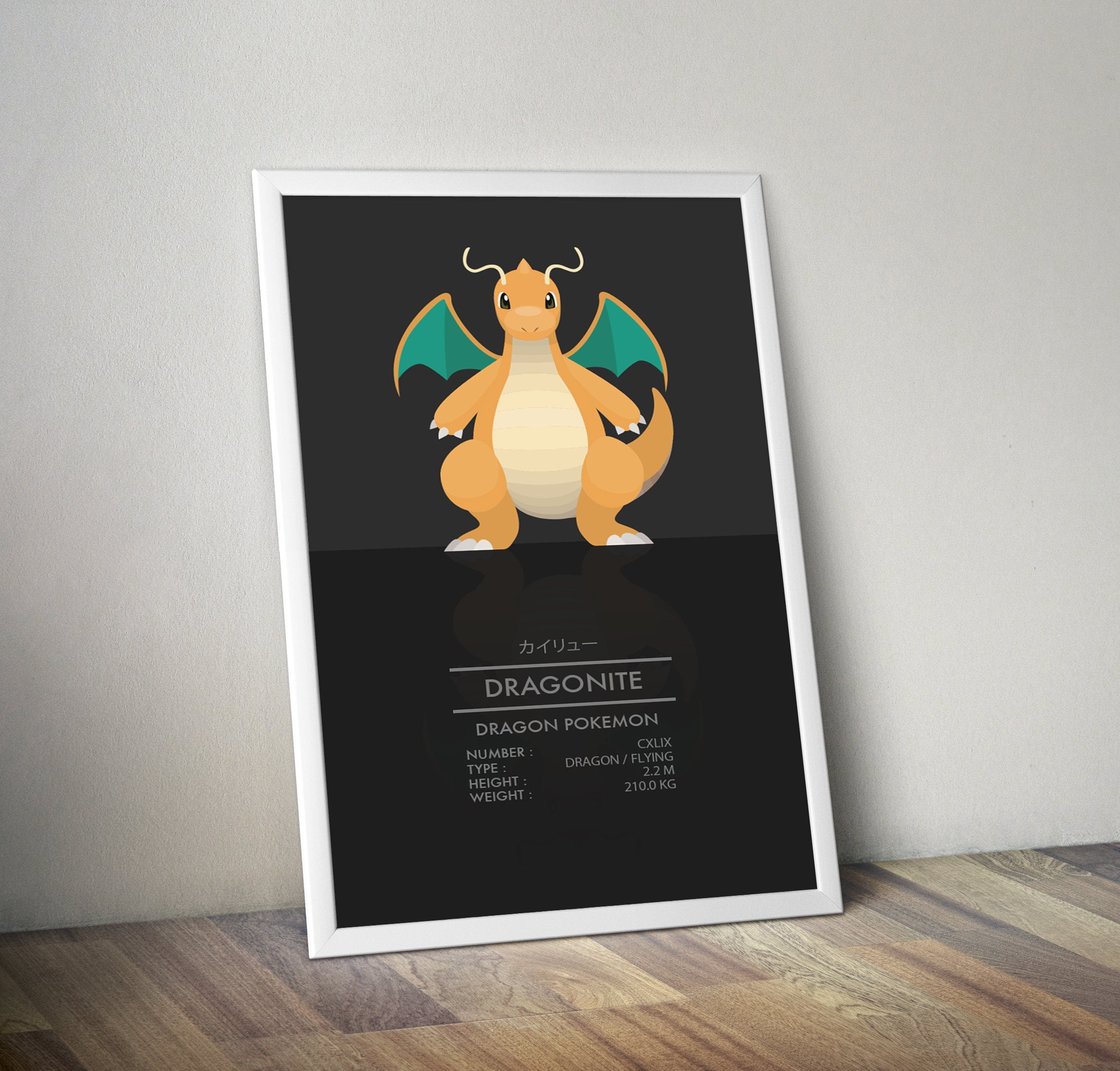 POSTER Dragonite Pokemon Poster Pokemon Decor Pokemon Wall Art Pokemon