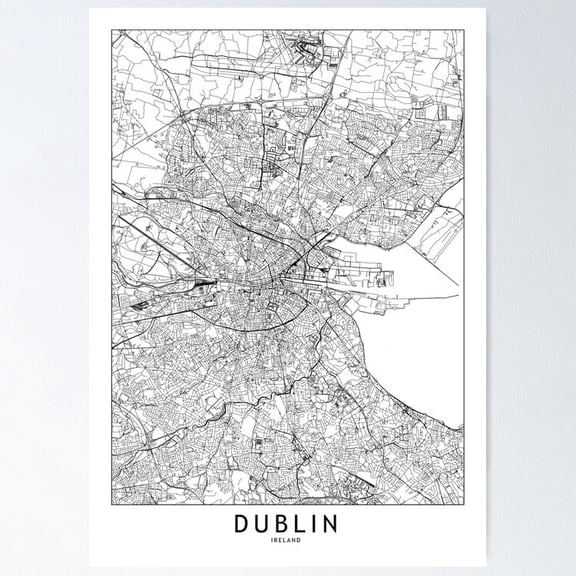POSTER Dublin White Map Poster UNFRAMED, 12x18