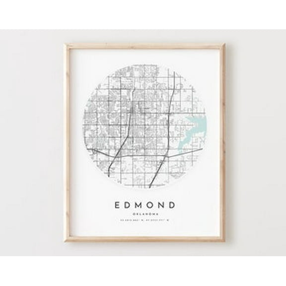 POSTER Edmond Map Print, Edmond Map Poster City Wall Art, Ok Road Map, Oklahoma Print Street Map Decor UNFRAMED, 24x36