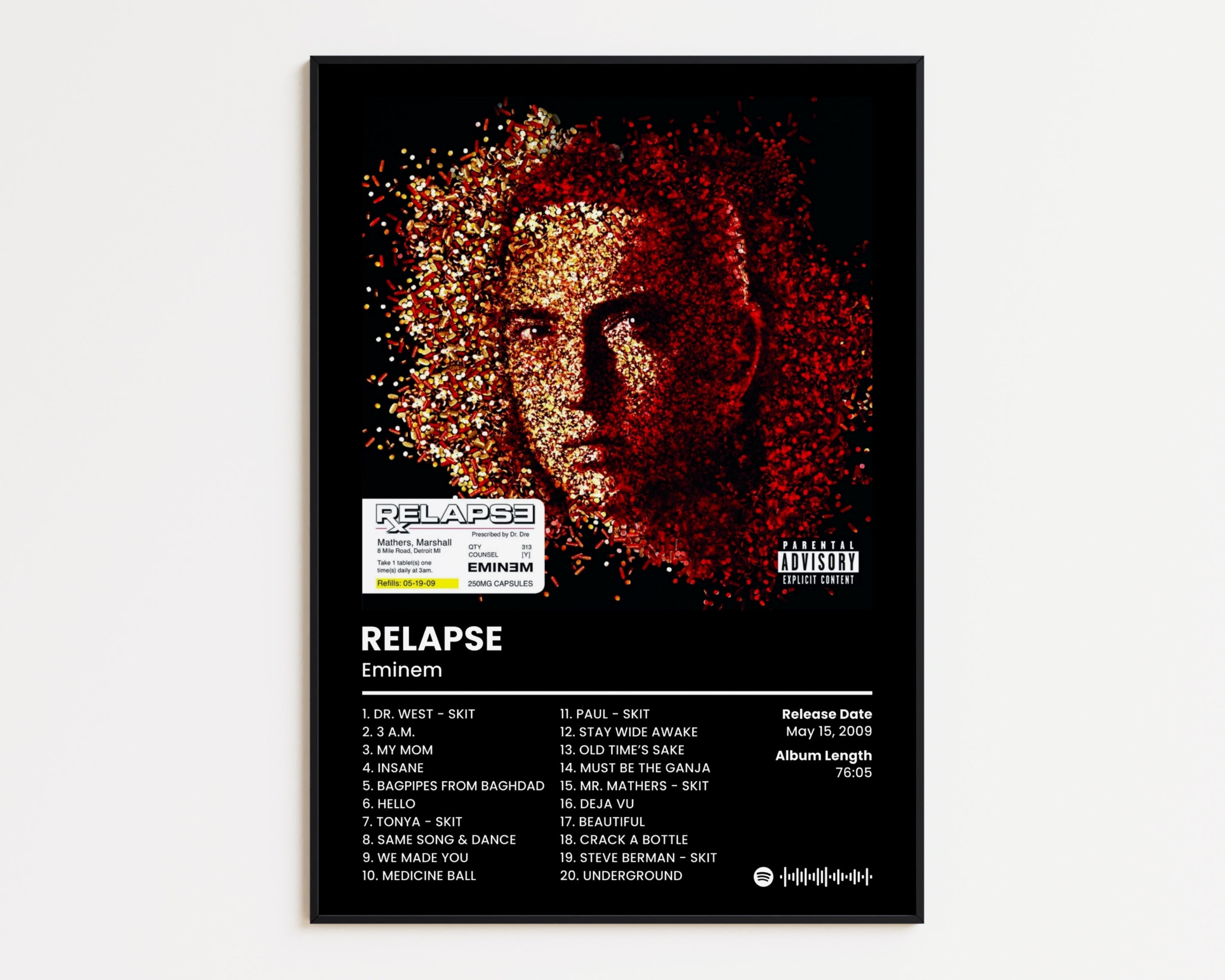 Poster Eminem Cover Poster Relapse Print Classics Rap Poster Hip Hop Wall Art Album Cover 5935