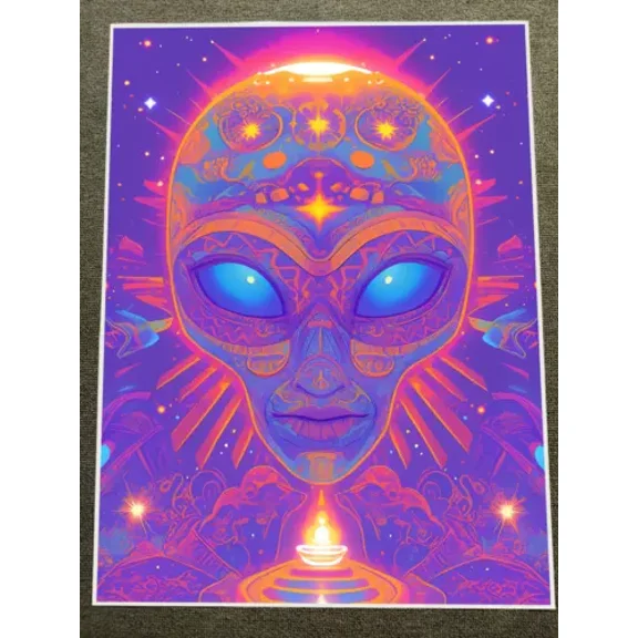 POSTER Enlightened Alien Being Print - Spiritual Psychedelic Art Poster UNFRAMED, 12x18