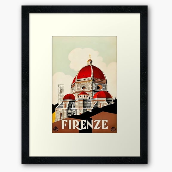 POSTER Florence, Italy Travel Poster 1930s Firenze Framed Art Print UNFRAMED, 12x18