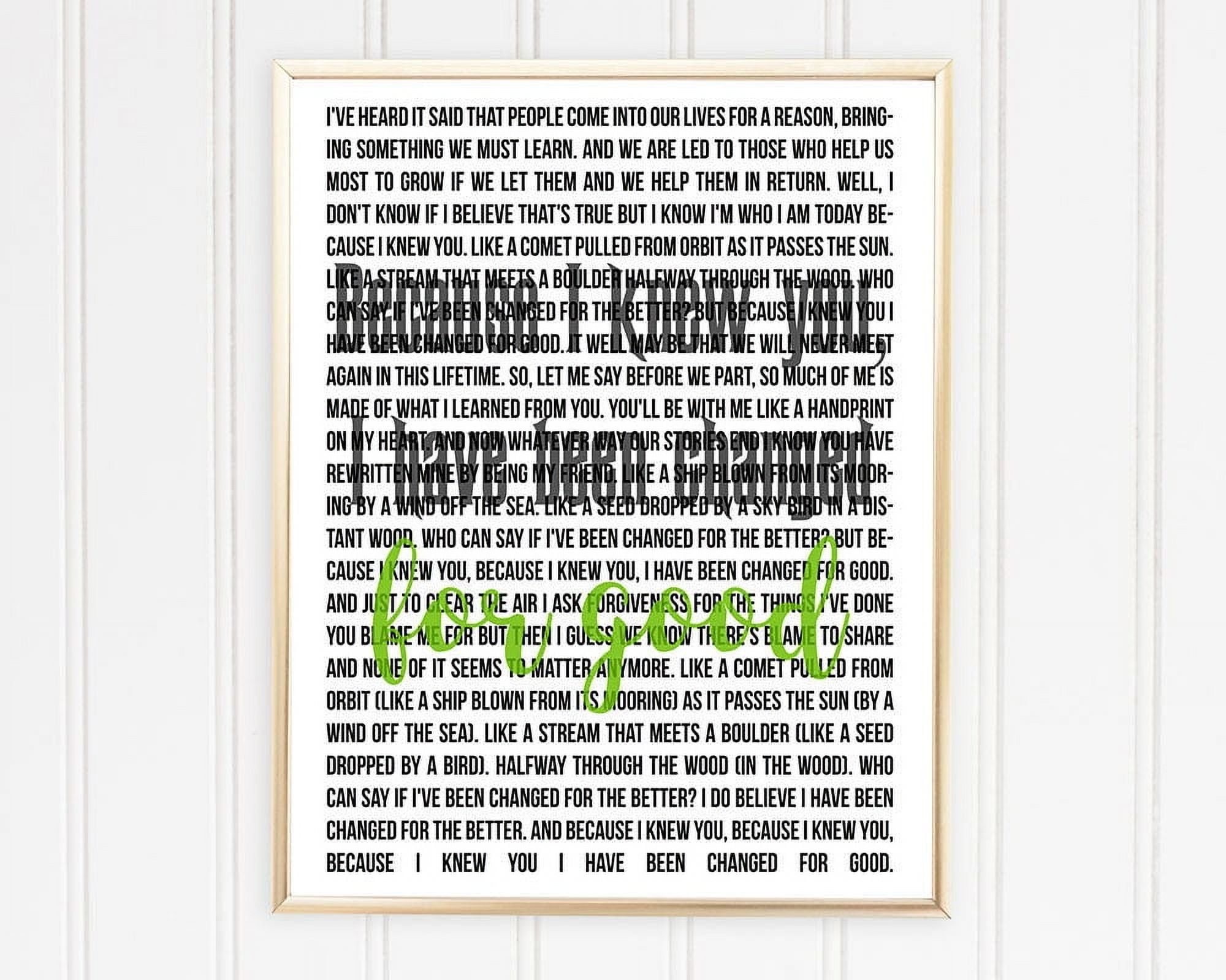 POSTER For Good Lyrics, For Good Wicked The Musical Poster, Because I ...