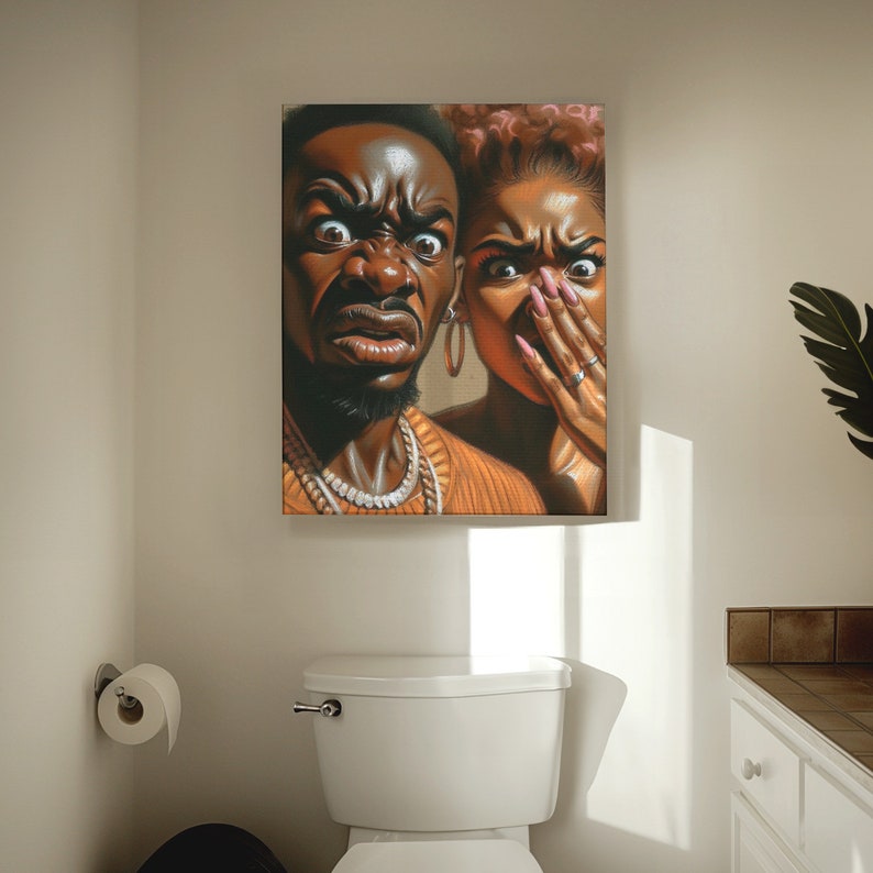POSTER Funny Bathroom Art, Ebonic Embrace, African American Couple Wall ...