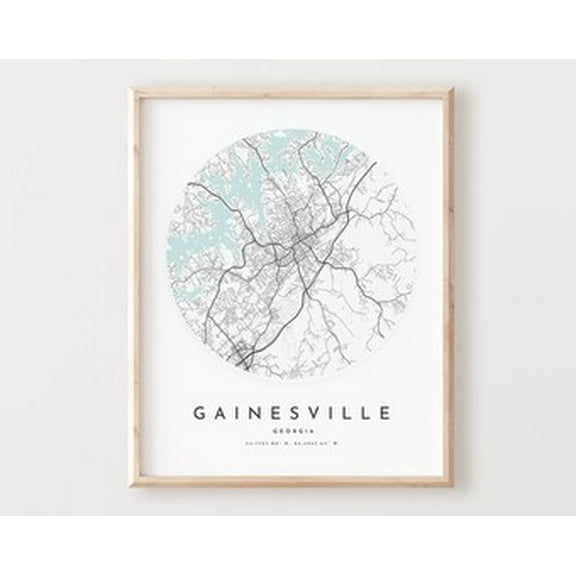 POSTER Gainesville Map Print, Gainesville Map Poster City Wall Art, Ga Road Map, Georgia Print Street Map Decor UNFRAMED, 12x18