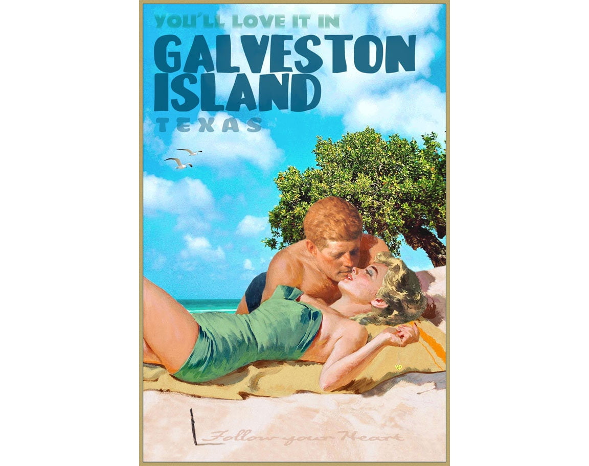 POSTER Galveston Island Texas Travel Poster Marilyn Monroe John Kennedy
