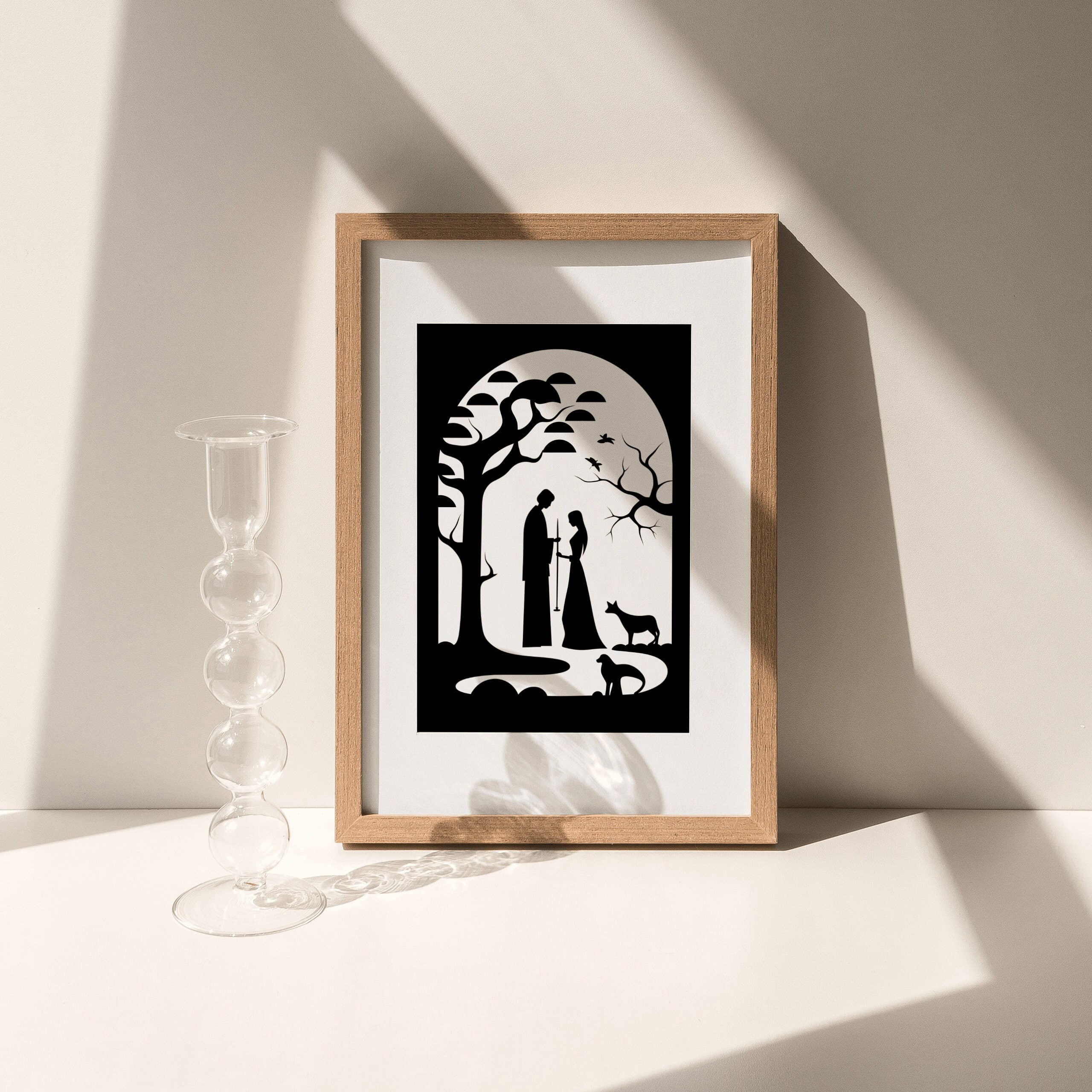 POSTER Garden Scene Print | Nature Inspired Wall Art | Black and White ...