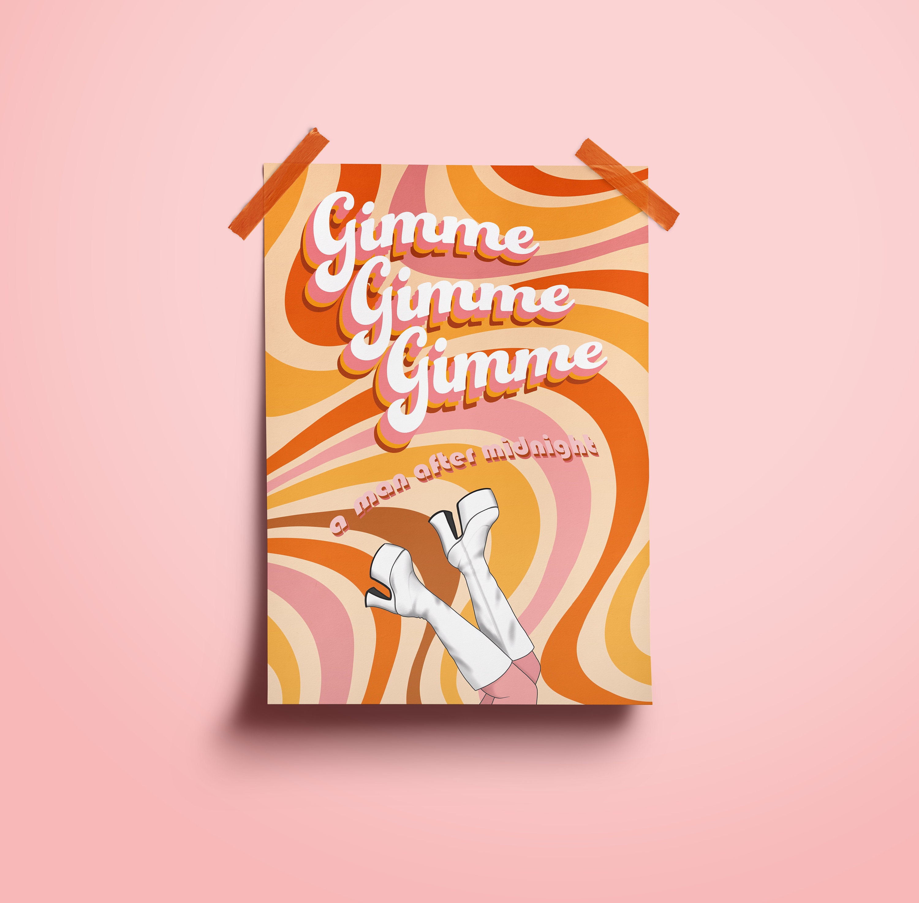POSTER Gimme A Man After Midnight Abba Retro Groovy 70s Art Print | A3 ...