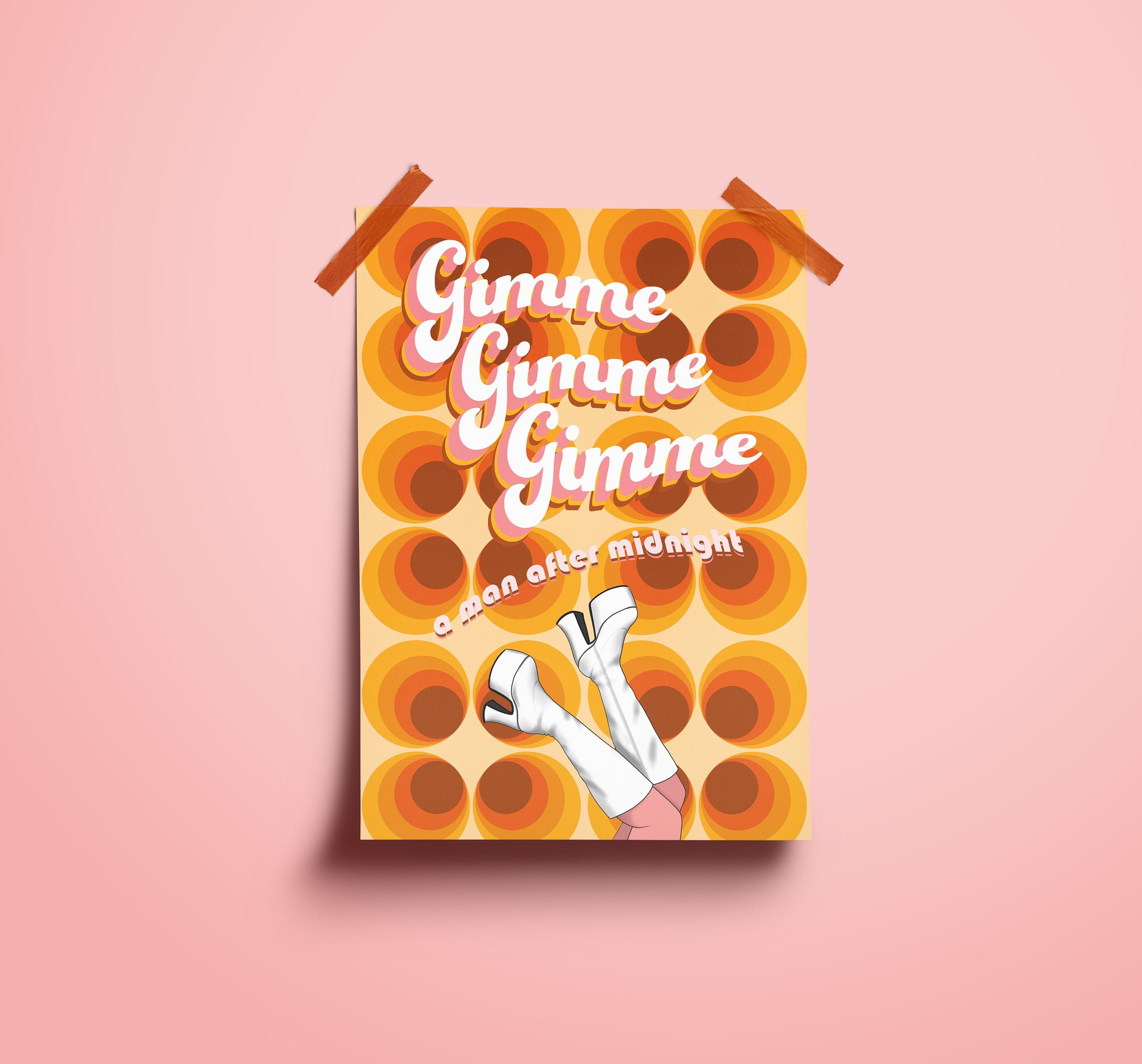 POSTER Gimme A Man After Midnight Abba Retro Groovy 70s Art Print | A3 ...