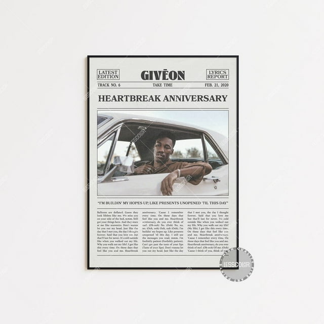 POSTER Giveon Retro Newspaper Print, Heartbreak Anniversary Poster