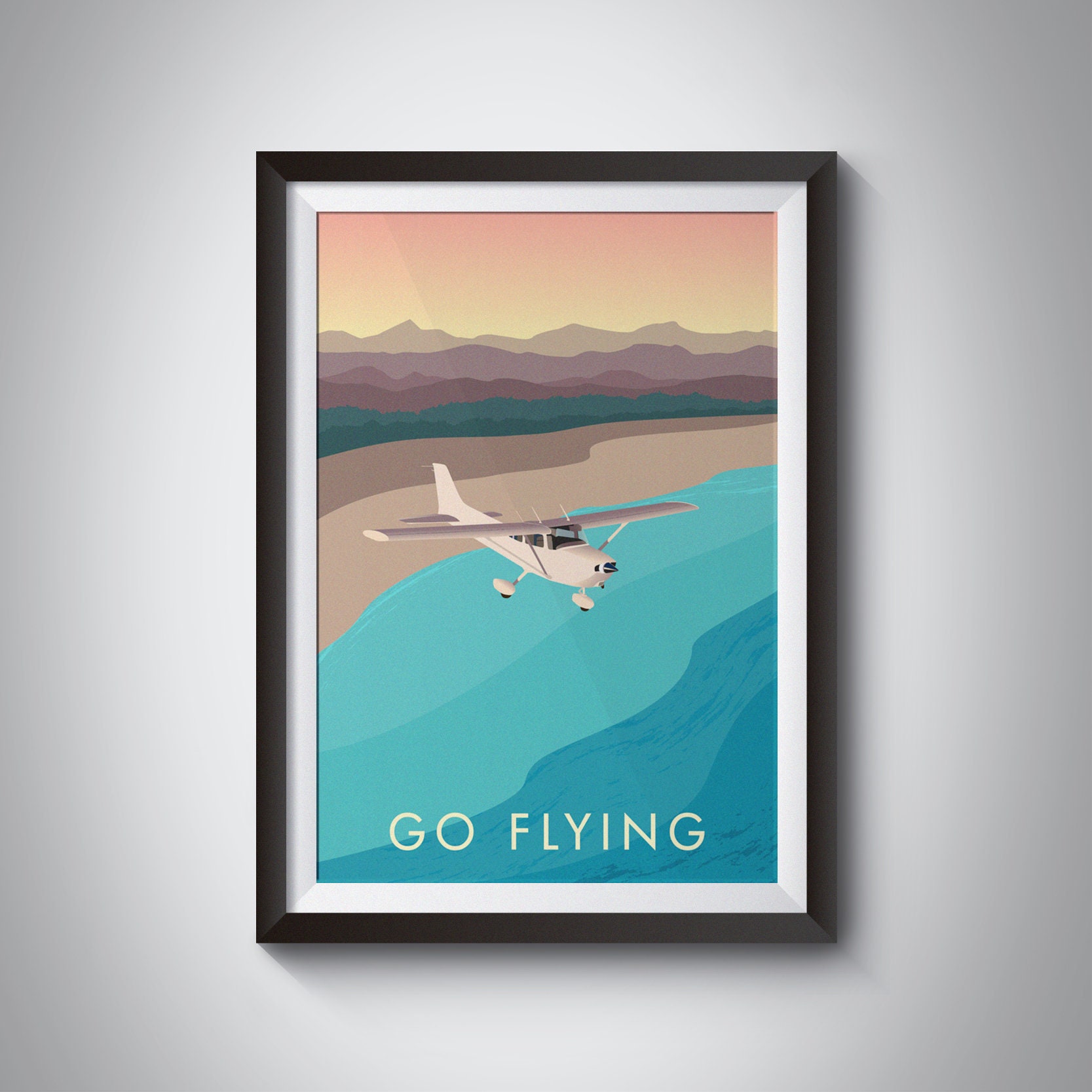 POSTER Go Flying Travel Poster, Outdoor Hobbies, Cessna Plane, Aviation