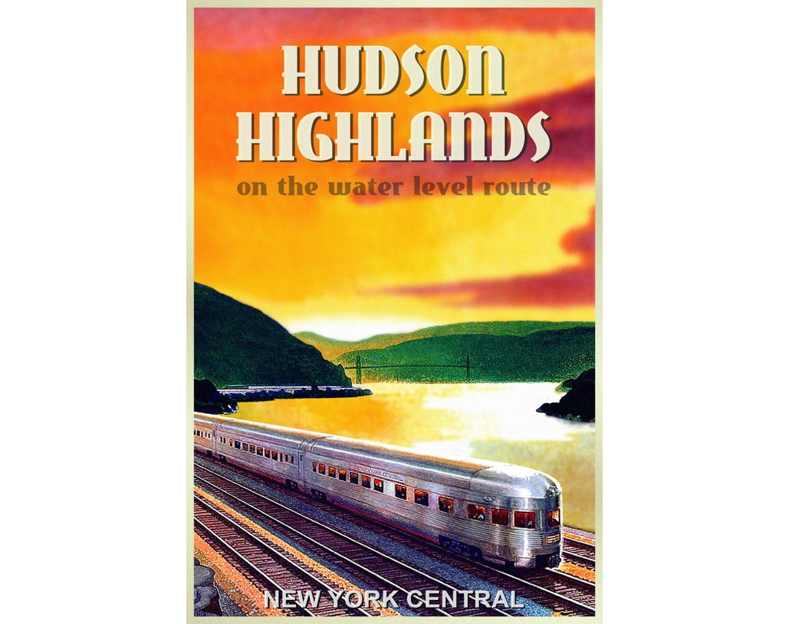 POSTER HUDSON HIGHLANDS New York Central Original Train Travel Poster