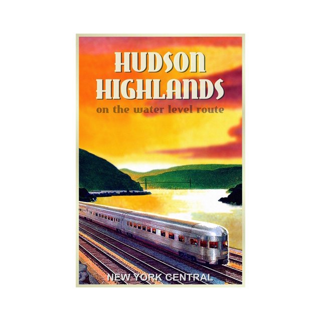 POSTER HUDSON HIGHLANDS New York Central Original Train Travel Poster