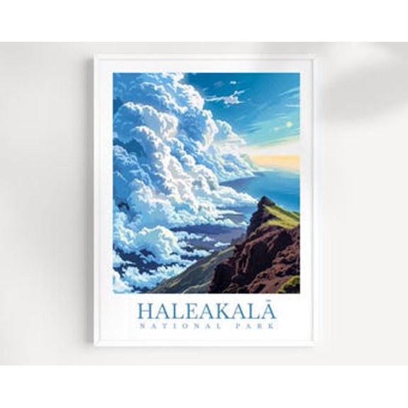 POSTER HaleakalÄ National Park Travel Print Wall Art Maui Wall Hanging Home Decor HaleakalÄ Park Gift Art Lovers Hawaii Art Lover Gift Print UNFRAMED, 12x18
