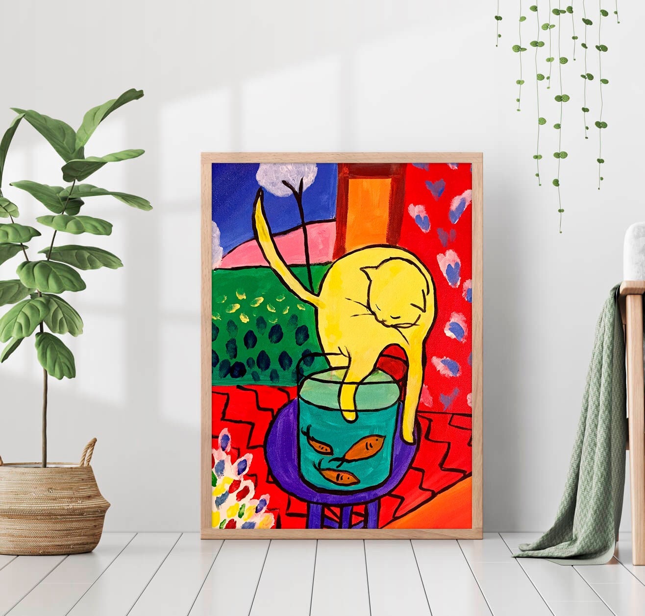 POSTER Henri Matisse The Yellow Cat With Red Fish Painting Colorful
