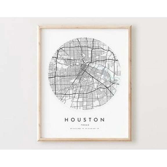 POSTER Houston Map Print, Houston Map Poster City Wall Art, Tx Road Map, Texas Print Street Map Decor UNFRAMED, 24x36