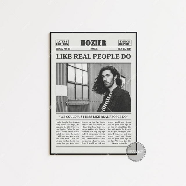 POSTER Hozier Retro Newspaper Print, Like Real People Do Poster, Like