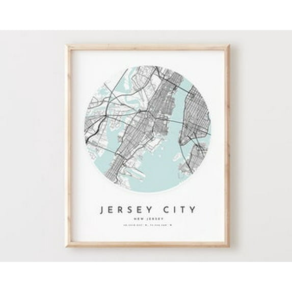 POSTER Jersey City Map Print, Jersey City Map Poster City Wall Art, Nj Road Map, New Jersey Print Street Map Decor UNFRAMED, 12x18