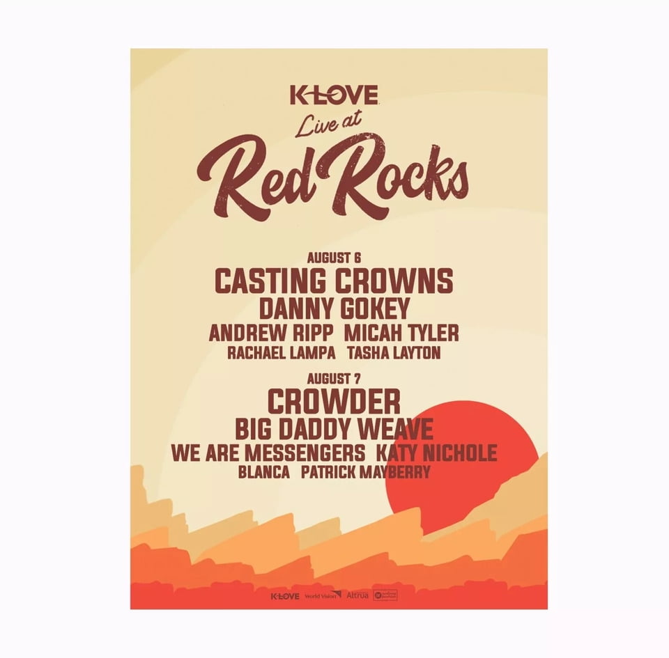 POSTER Klove Presents Live at Red Rocks , Amphitheatre Aug 6,7 2024