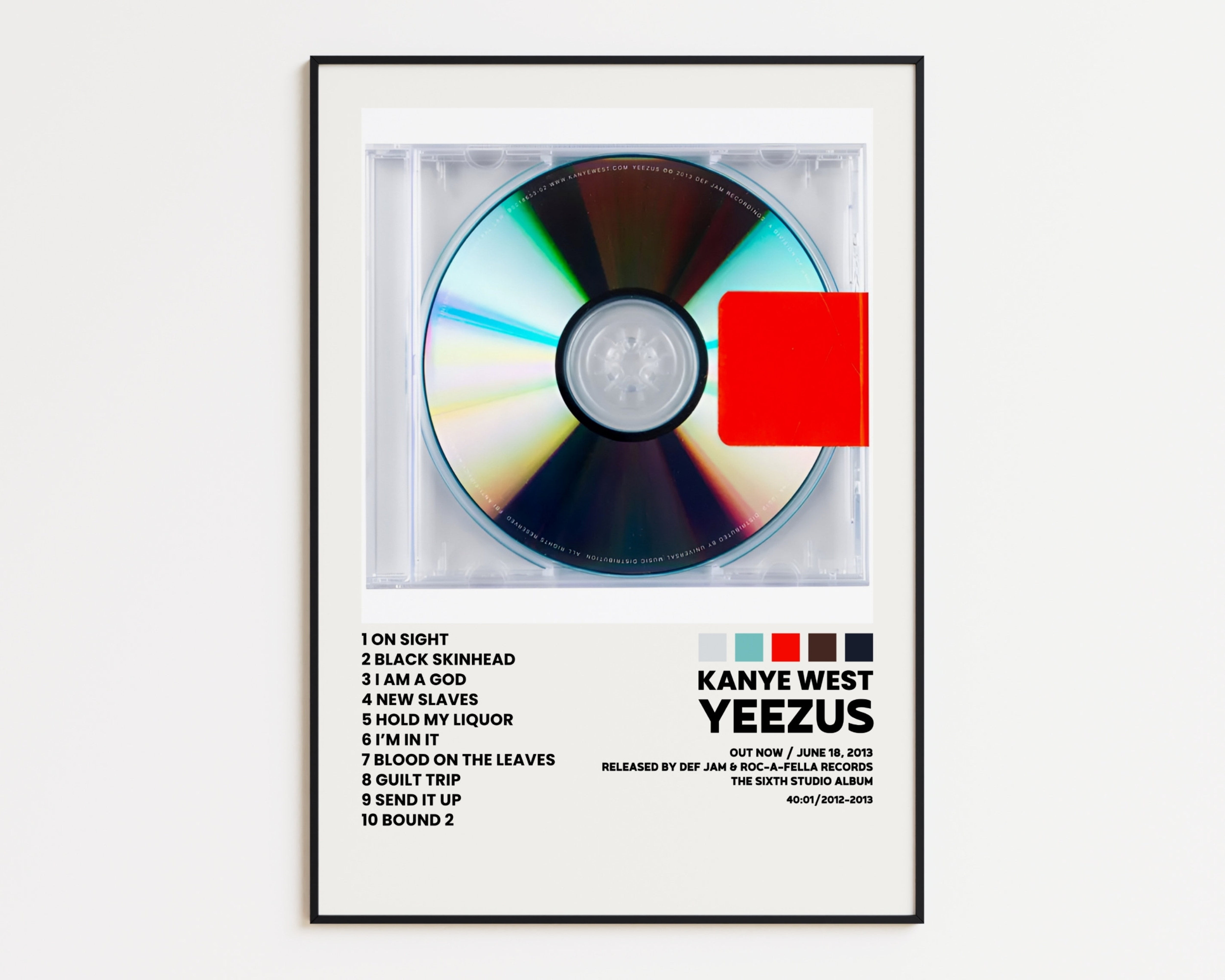 POSTER Kanye West Cover Poster, Yeezus Album Wall Print, Tracklist(04)