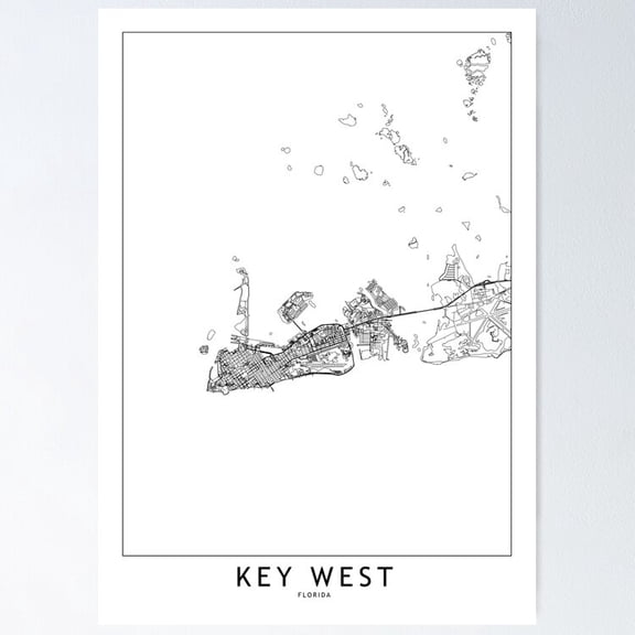 POSTER Key West White Map Poster UNFRAMED, 12x18