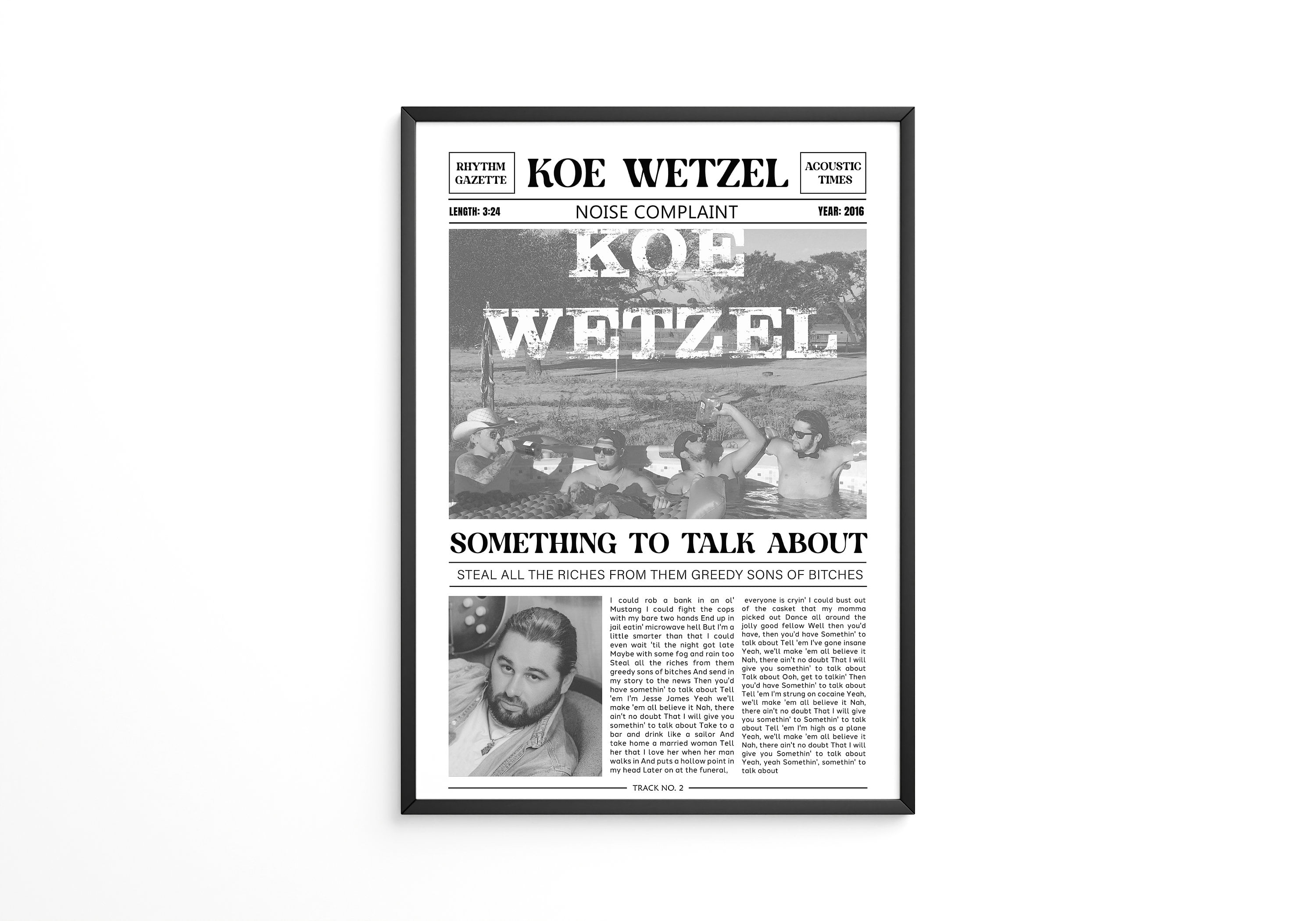 POSTER Koe Wetzel Retro Newspaper Print / Something To Talk About