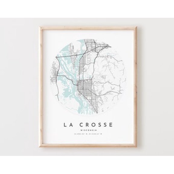 POSTER La Crosse Map Print, La Crosse Map Poster City Wall Art, Wi Road Map, Wisconsin Print Street Map Decor UNFRAMED, 24x36