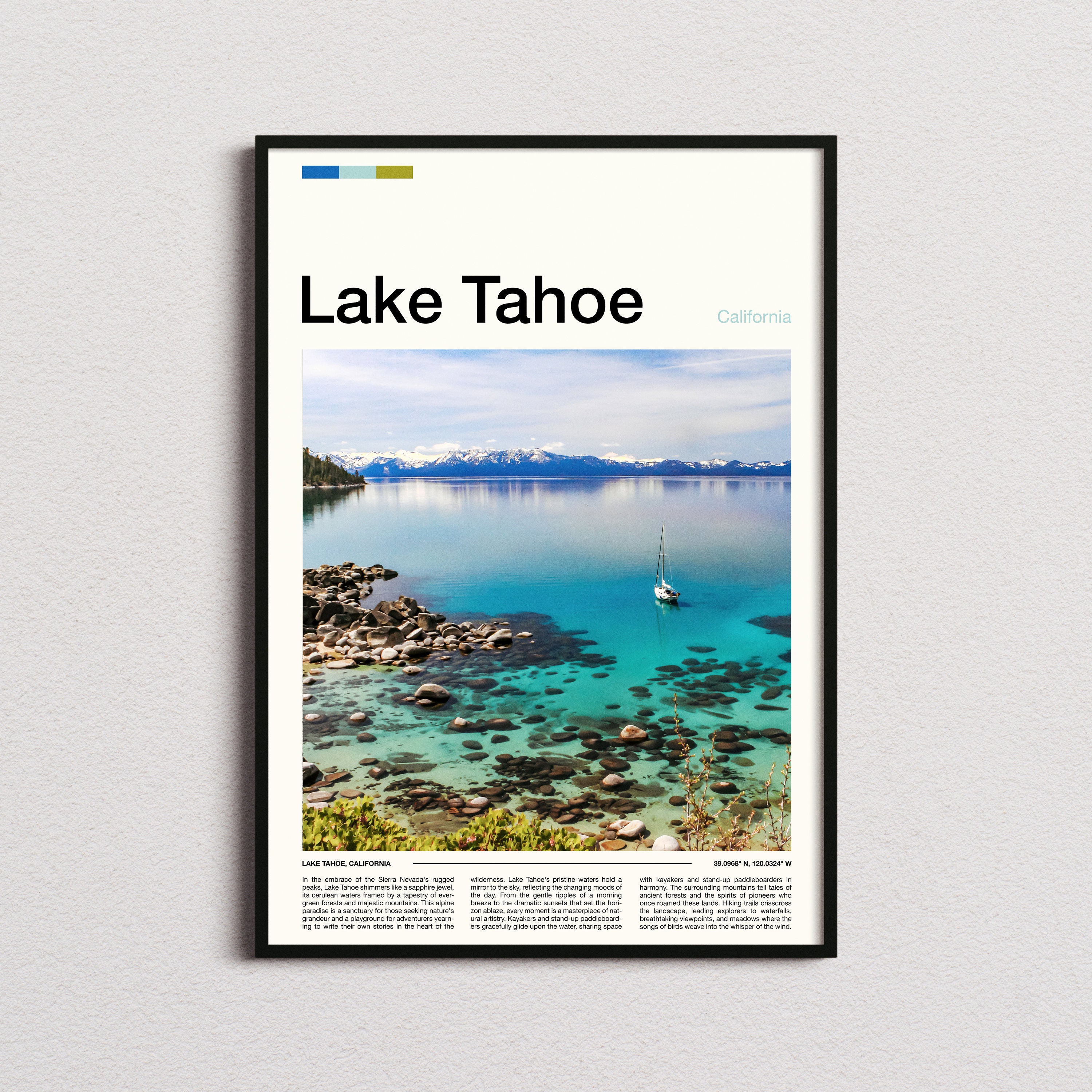 POSTER Lake Tahoe Print, Lake Tahoe Poster, Lake Tahoe Wall Art ...