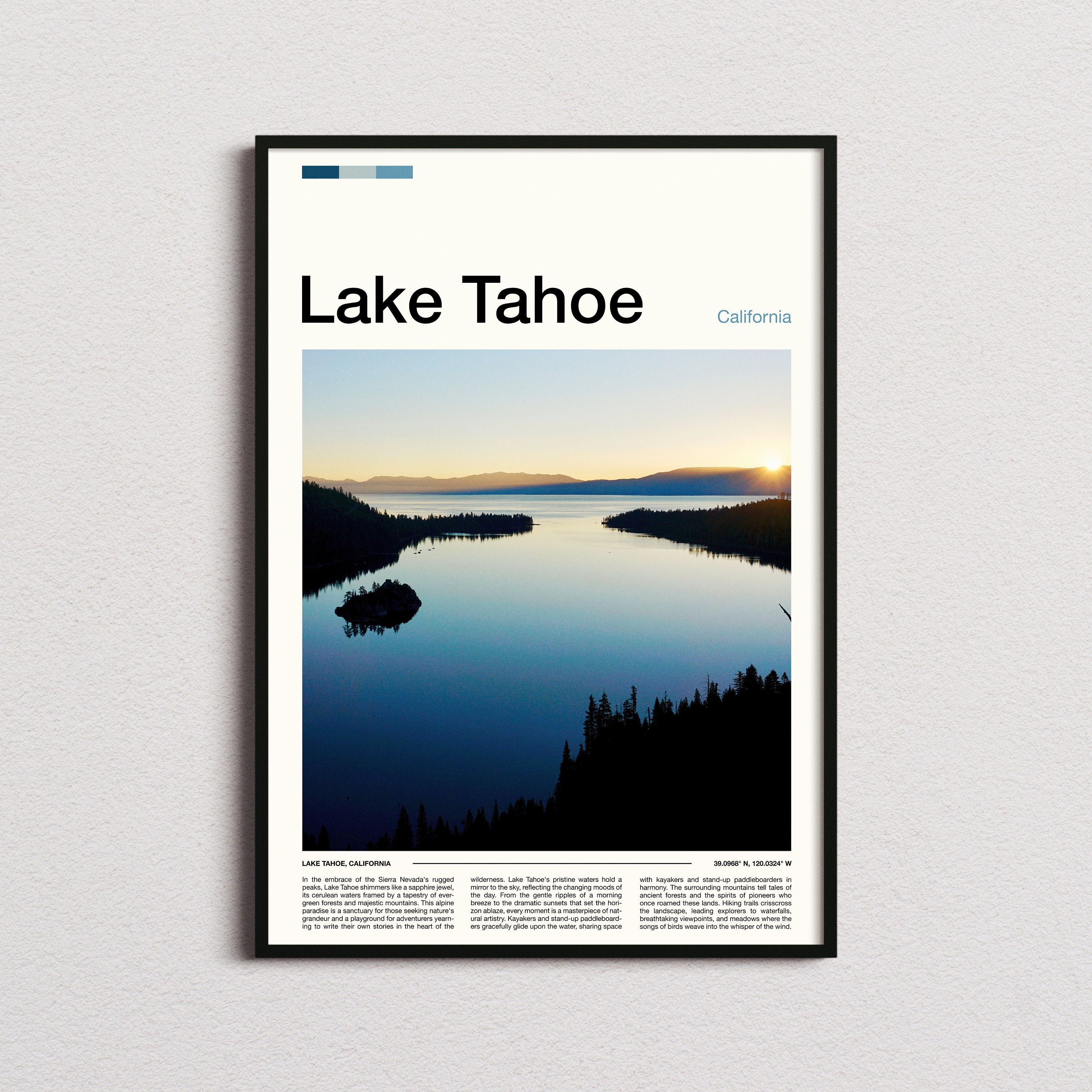 POSTER Lake Tahoe Print, Lake Tahoe Poster, Lake Tahoe Wall Art ...