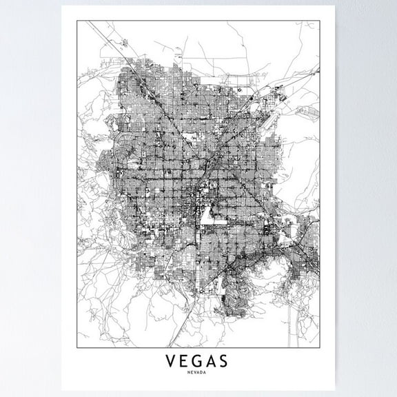 POSTER Las Vegas White Map Poster UNFRAMED, 12x18