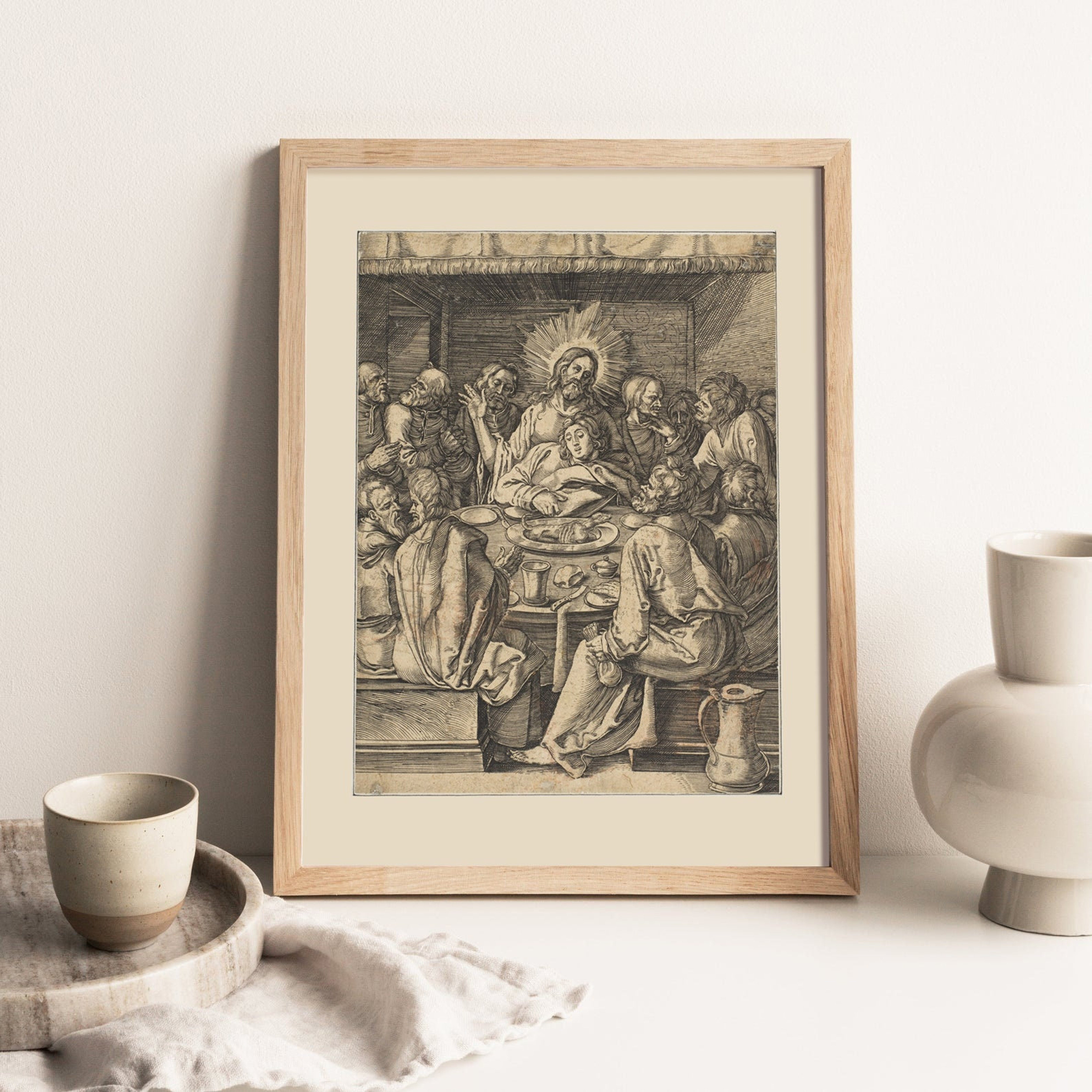 POSTER Last Supper, Jesus Last Supper, Vintage Wood Cut, WALL ART