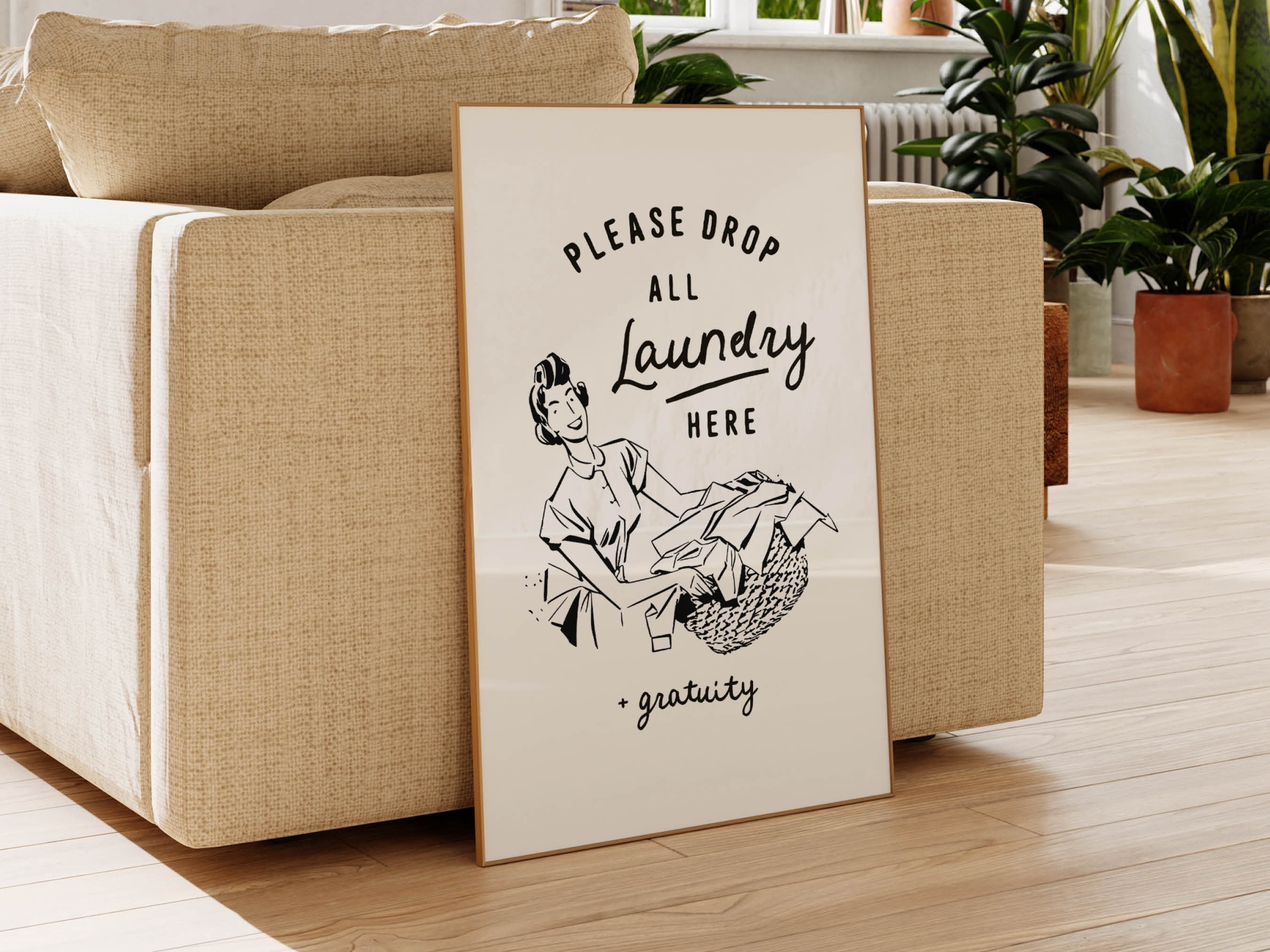 POSTER Laundry Wash Room Sign Laundry Wall Art Decor Utility Room Print Vertical Retro Laundry ...