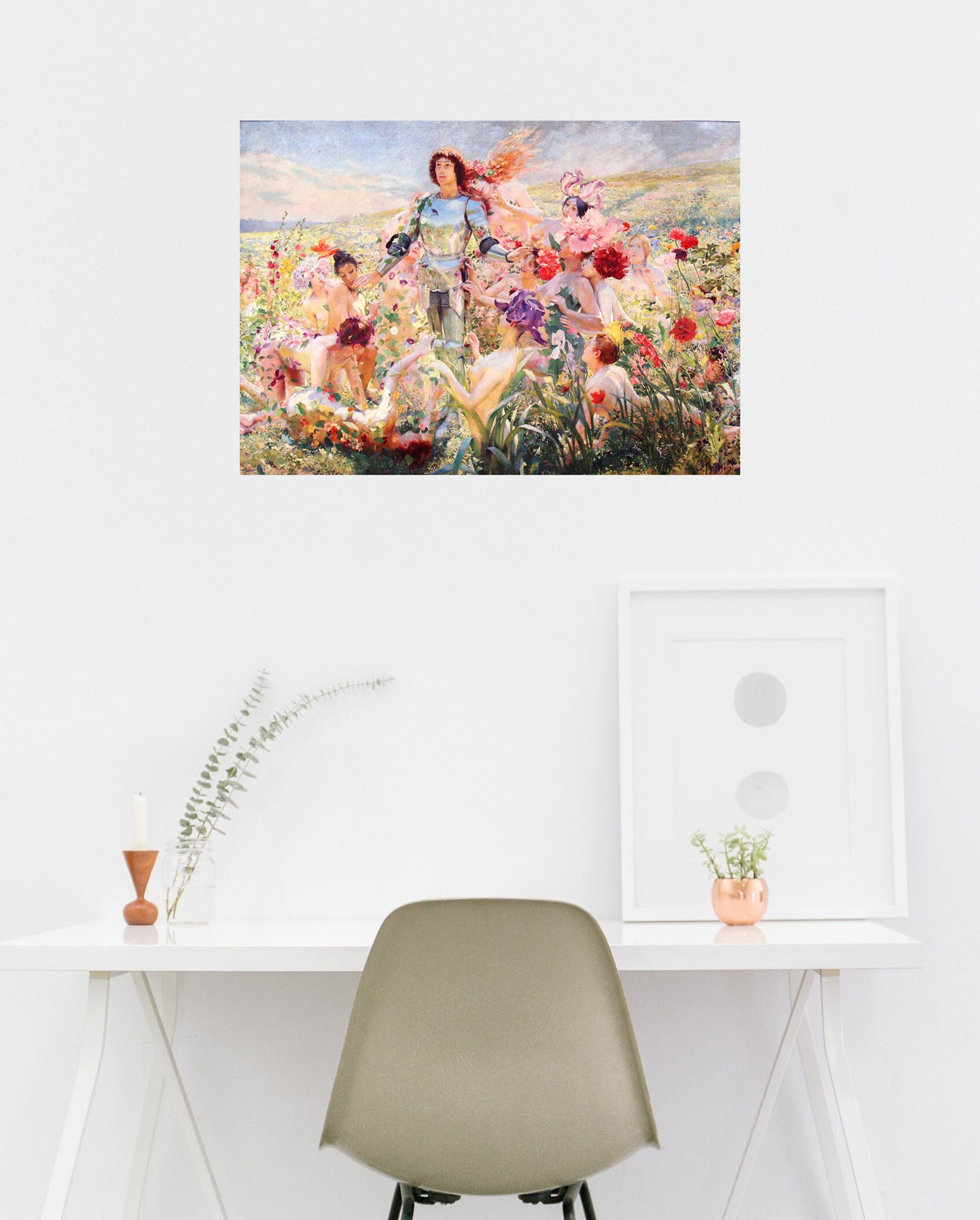POSTER Le Chevalier aux Fleurs 1894 POSTER PRINT A5A2 Rochegrosse Painting Vintage Cult