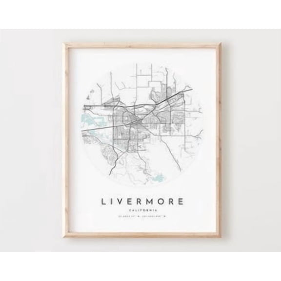 POSTER Livermore Map Print, Livermore Map Poster City Wall Art, Ca Road Map, California Print Street Map Decor UNFRAMED, 12x18